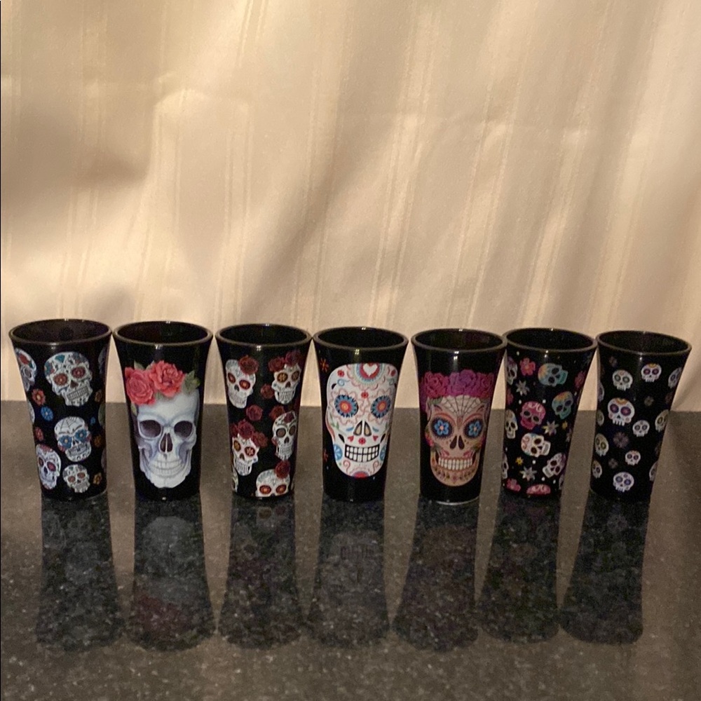 Black Skull Shot Glasses Set of 7